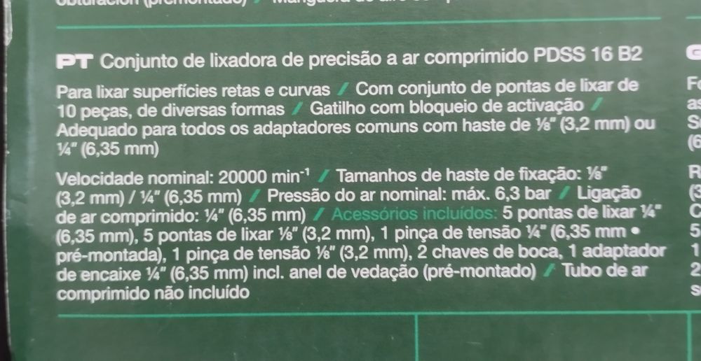 Conjunto de lixadora de precisão a ar Parkside