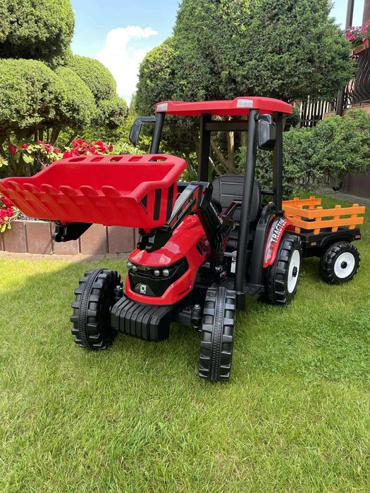 Olbrzymi Traktor na akumulator z przyczepą 24V 400 W PILOT KOPARKA TUR