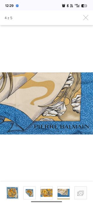 Szalik jedwabny Balmain Blue Vintage Floral