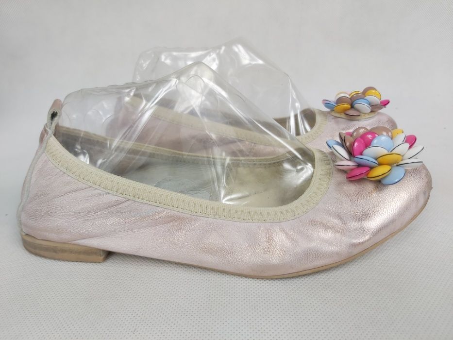 Skórzane balerinki R.POLAŃSKI różowe przecierane 37 półbuty baletki