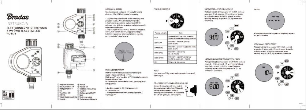 STEROWNIK NAWADNIANIA Bradas elektroniczny 1 drożny WL-3133