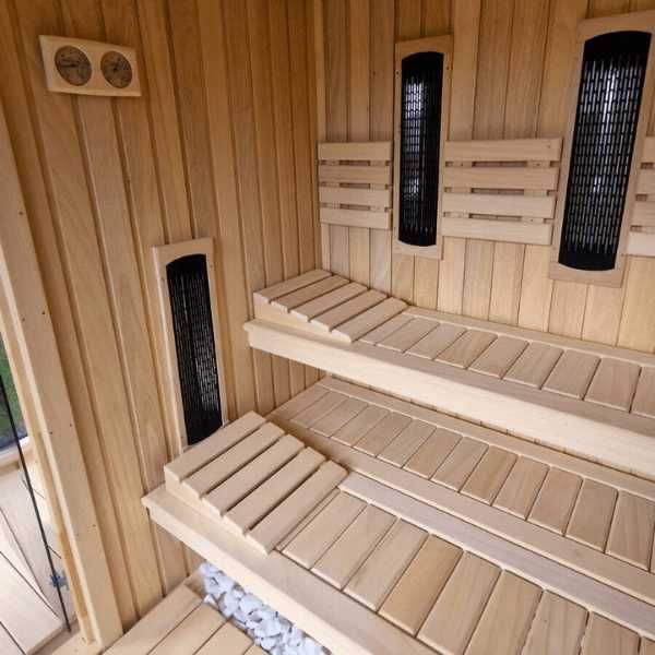 Sauna ogrodowa Abachi AURA 3,5 × 2,2 m PRODUCENT - nowoczesna PREMIUM