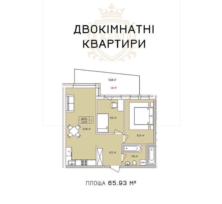 Продаж 2 к кв 65,93 м2 БЕЗ КОМІСІЇ/ розтермінування на 53 місяців