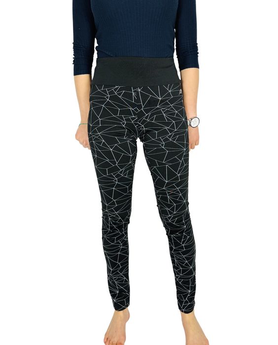 Czarne legginsy w geometryczny wzór S 36