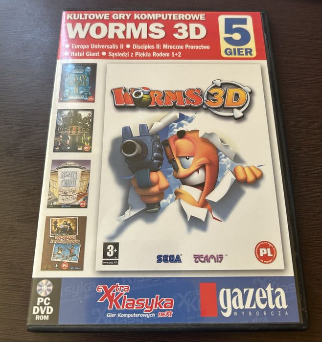 Zestaw 5 gier komputerowych - Worms 3D, Europa Universalis i więcej