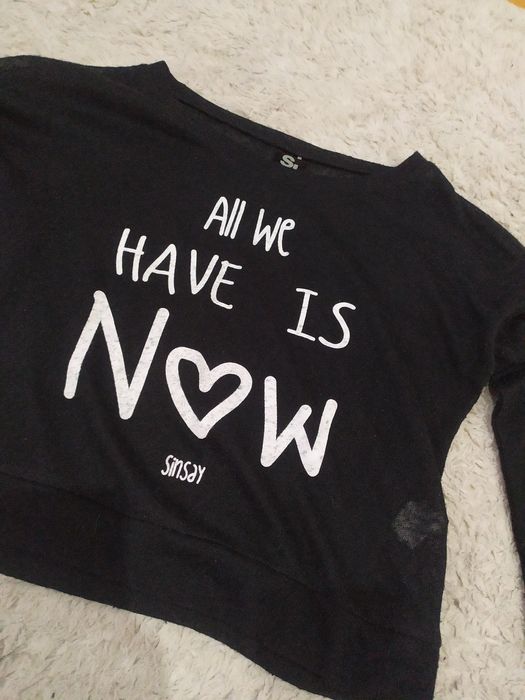 Crop top długi rękaw S czarna lekka Sinsay