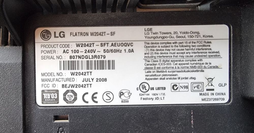 Продам 2 монитора LG 20" под ремонт