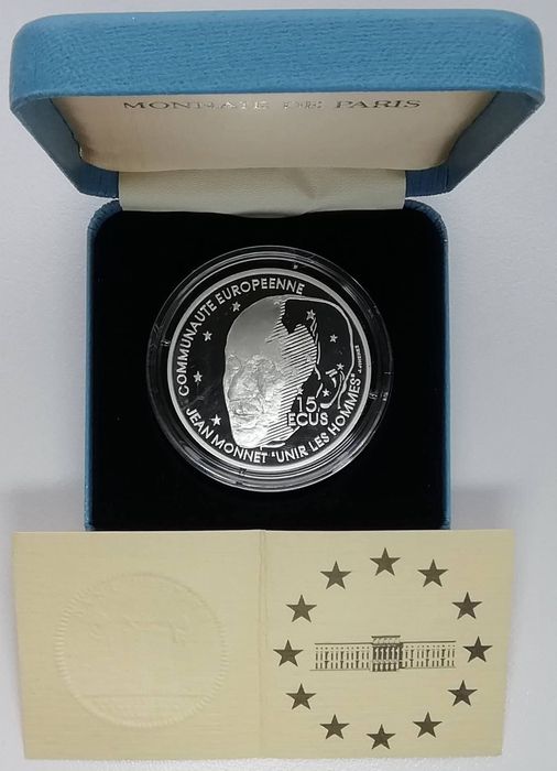 Франція 100 франків 1992р. Жан Монне (15 ЕКЮ). СРІБЛО. Пруф.