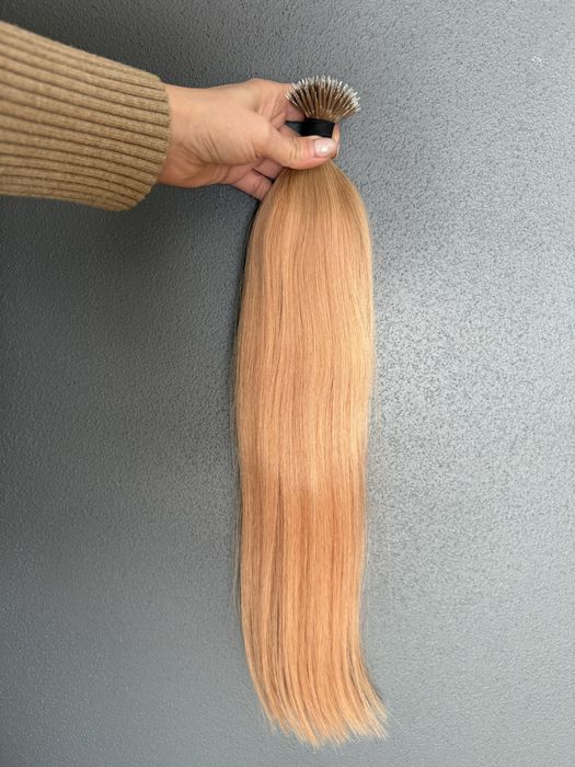 Włosy naturalne słowiańskie nano ringi 80 gram 50cm dlugie blond ombre