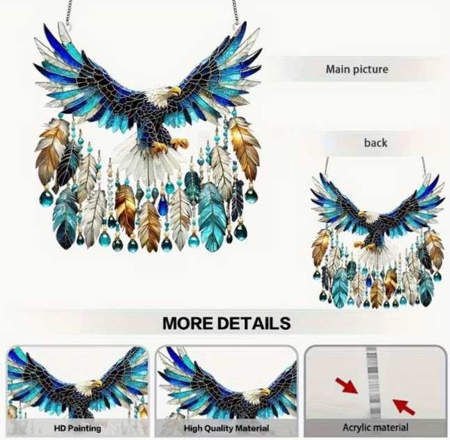 HIT – nowy magiczny łapacz snów ptak akrylowy – 20 cm glam style 2D