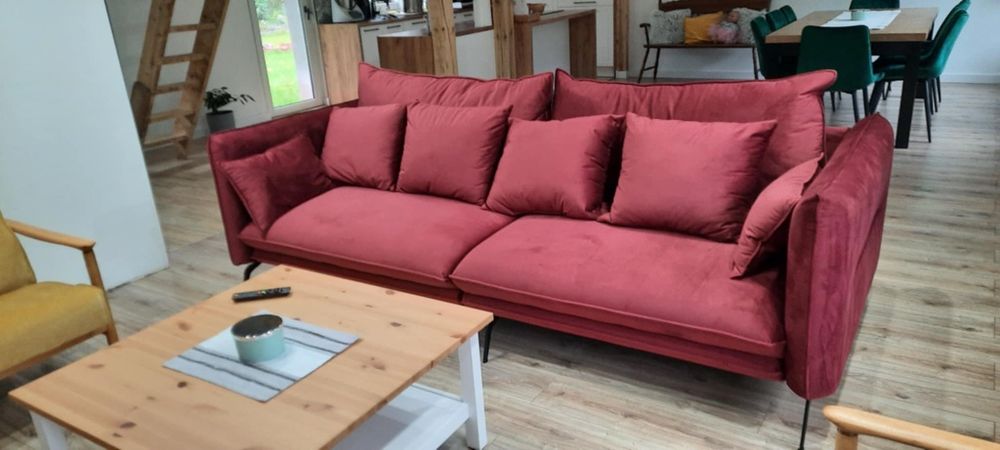 VOCAL Sofa / kanapa welurowa bordowa. Agata meble