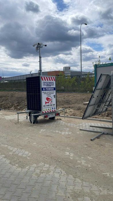 Mobilna Wieża Monitorująca CCTV 5,5m | 4 Kamery | Fotowoltaika | Budowy | Eventy