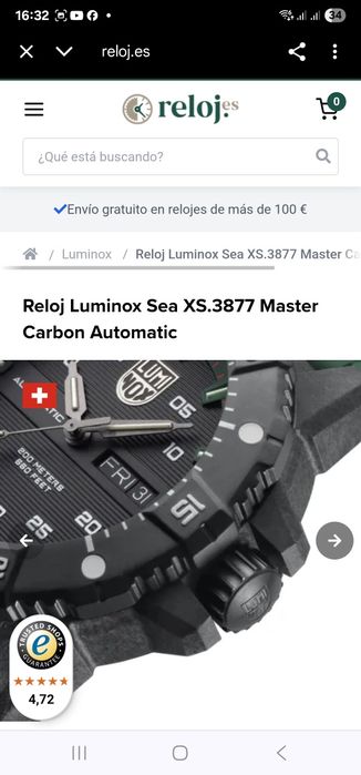 Часы мужские Reloj Luminox Sea XS.3877 Master Carbon Automatic