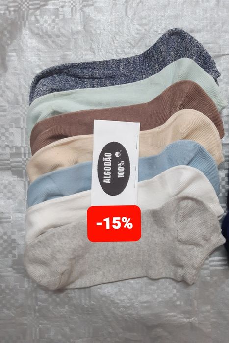 7 pares de meias baixas em algodão