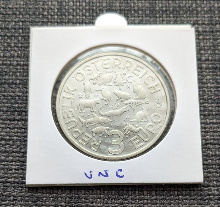 Moeda 3€ Áustria 2017 UNC Tigre Rara