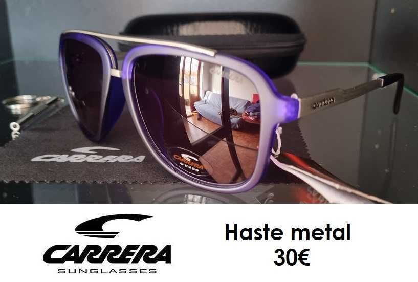 Óculos de sol Carrera pretos haste metal - 4 cores disponíveis