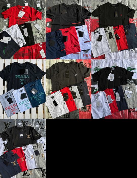 Męska koszulka tshirt Armani Lacoste Ralph Prada kolory krótki rękaw premium M-XXXL