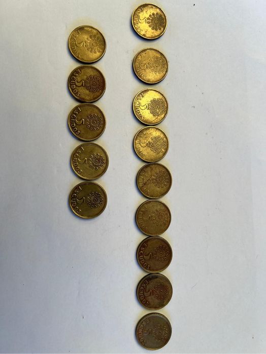 Moedas escudo 5 escudos caravela, 5 escudos bronze, 10 escudos