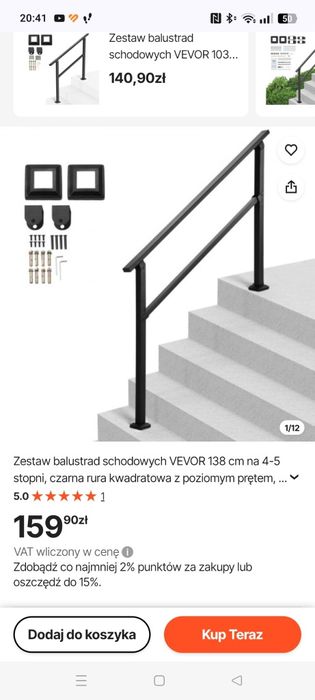 Balustrada poręcz na schody, taras