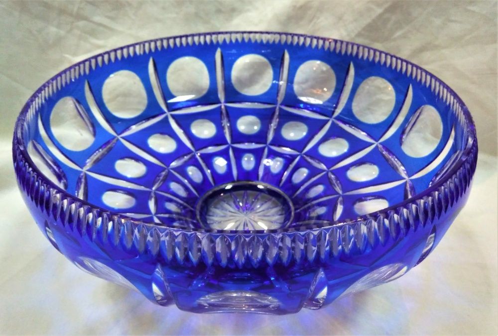 Taça Cristal Azulado Base Prata