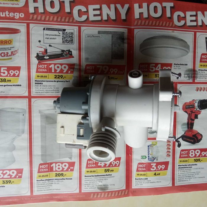 Pompa odpływowa wody  amica model aw100n