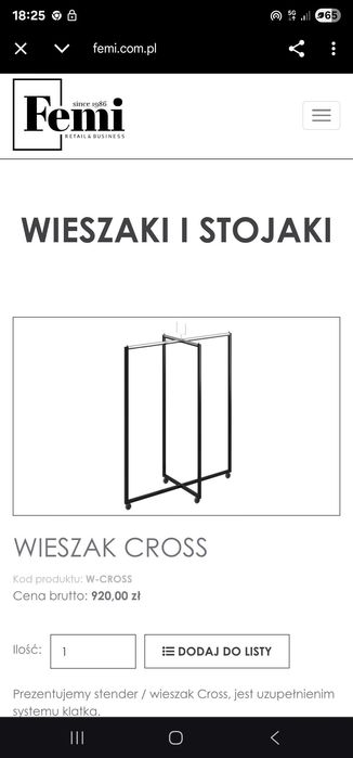 Wieszak butikowy, ekspozycyjny