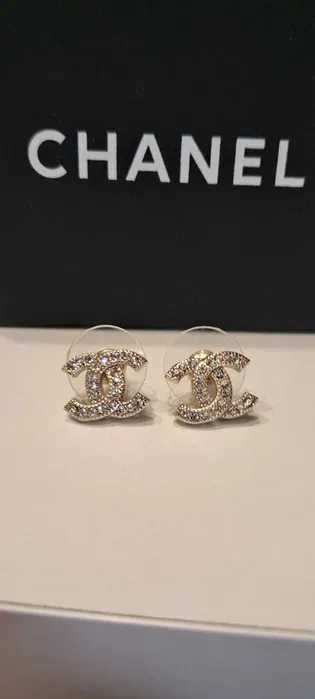 kolczyki złote próba 585 chanel oryginalne nowe do uszu błyszczące