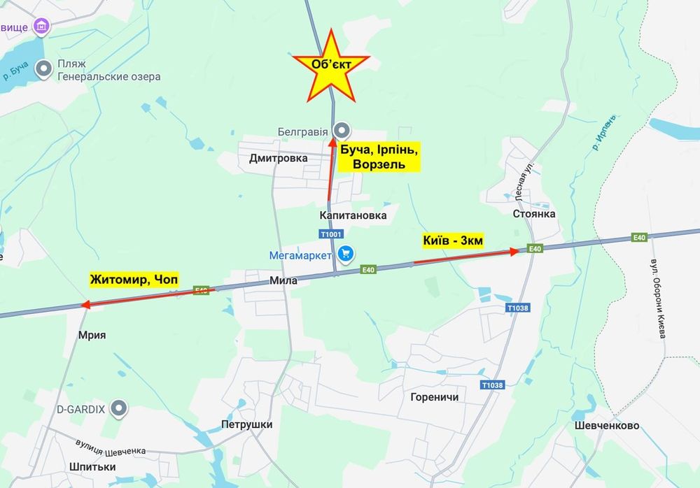 ФАСАД 1,1-1,5Га під склад / промисловість Дмитрівка поруч Мила