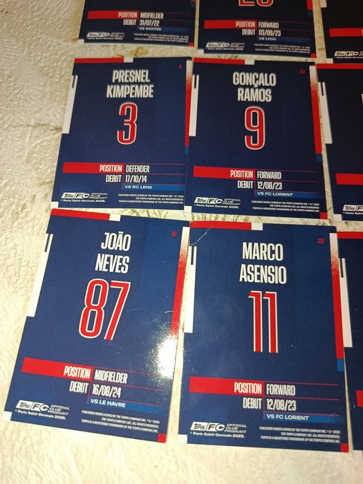 Карточки футбольный клуб ПСЖ Topps  футболисты Пари Сен Жермен PSG