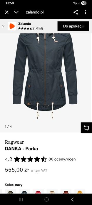 Kurtka damska przejściowa Ragwear nowa