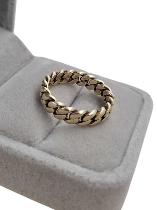 Złoty pierścionek w stylu splotu pancerka – 6,24 g – p585 – r18