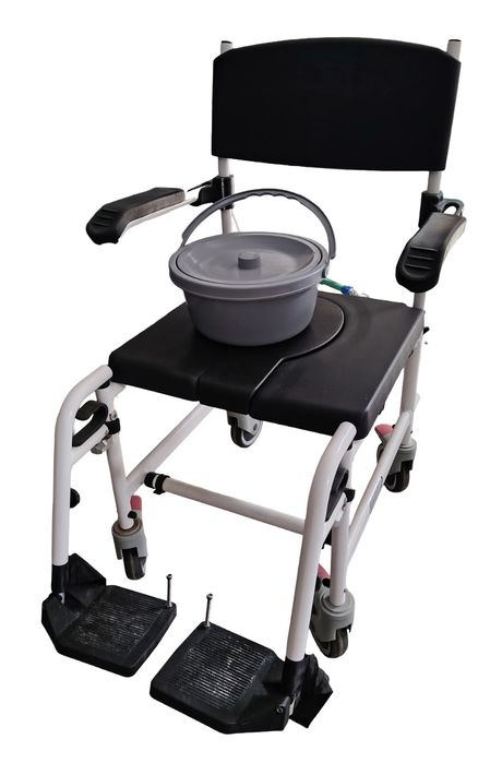 Cadeira de Banho e Sanitária com Rodas e Balde Amovível