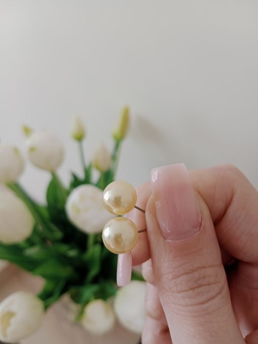 Kremowe kolczyki kulki perełki