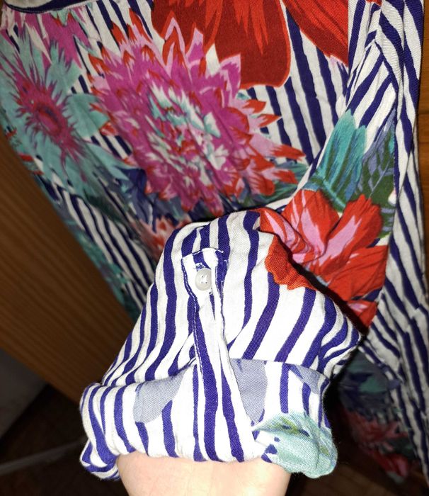 blusa/camisa às riscas azul, branco, rosa, verde - da Venca tamanho S