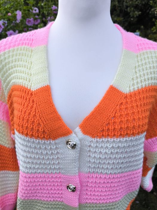 Sweter zapinany w pasy pomarańcz bez new collection roz L-xxl