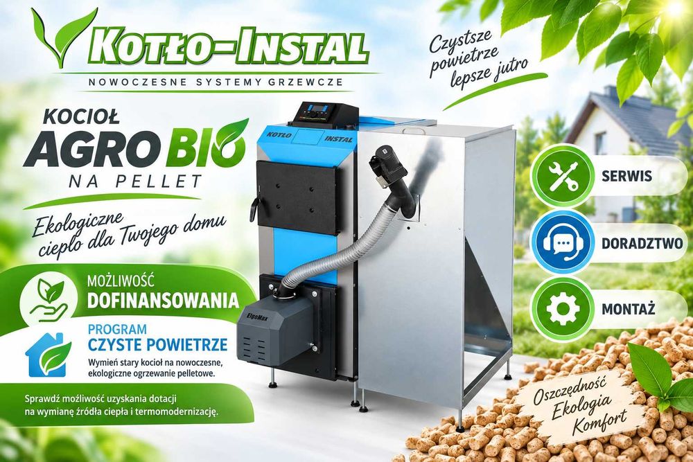 Kocioł piec na pellet kotly pleszew AGRO BIO - 20kW Transport gratis - 5 klasa Ecodesign dofinansowanie dotacja lista ZUM