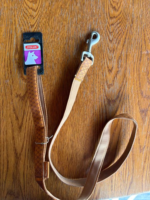 Nowa smycz dla psa Zolux Mac Leather 25mm / 1,2m - Camel / Miodowy brąz