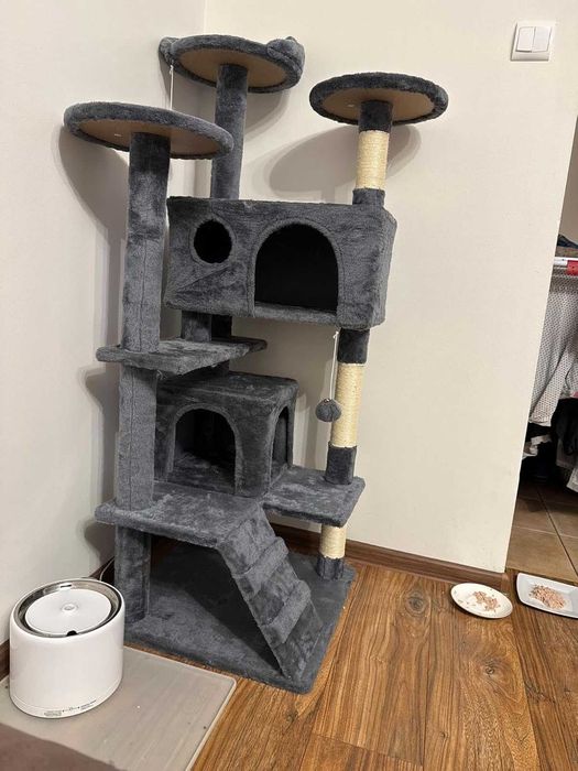 Drapak dla Kota Wielopoziomowy, Stabilny i Komfortowy Ciemnoszary NOWY