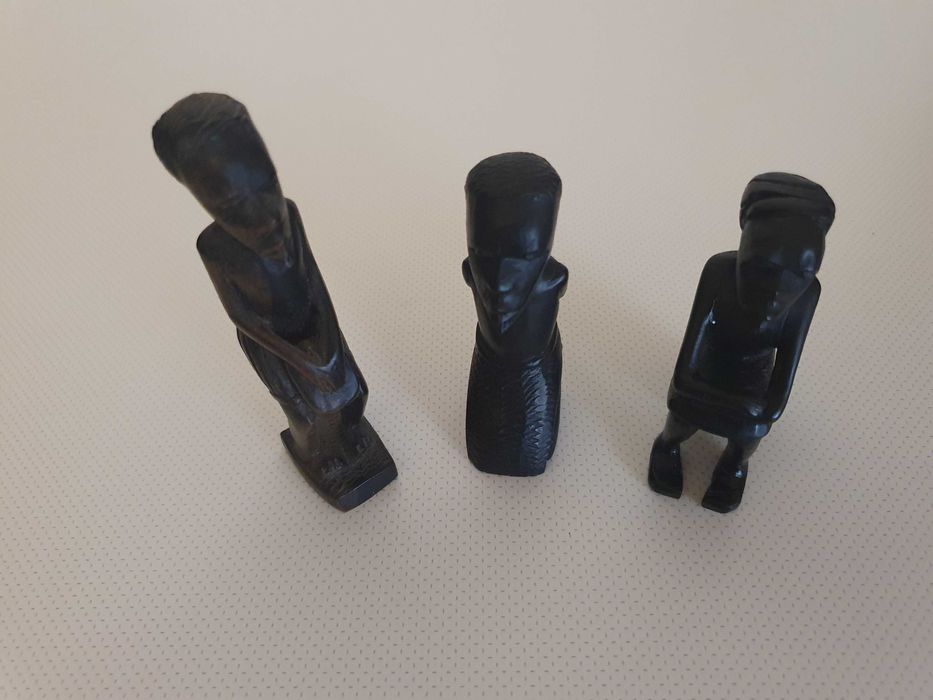 Arte Africana - 3 Figuras de Artesanato em pau preto - Anos 80