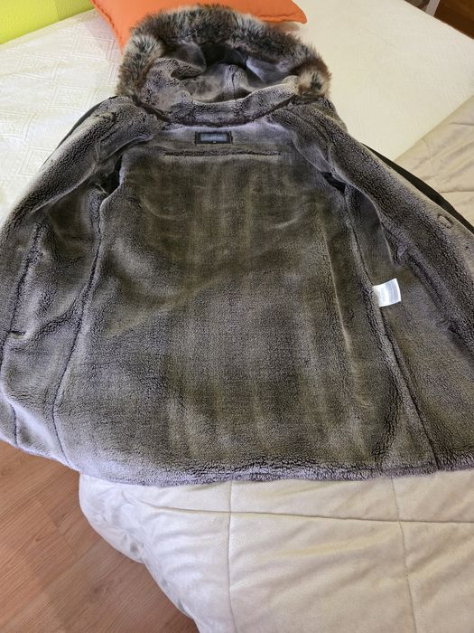 Casaco em pele castanho