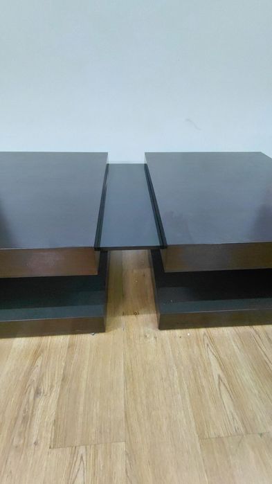 Mesa centro ZEBRANO extensivel madeira+vidro 140x80x40 alt