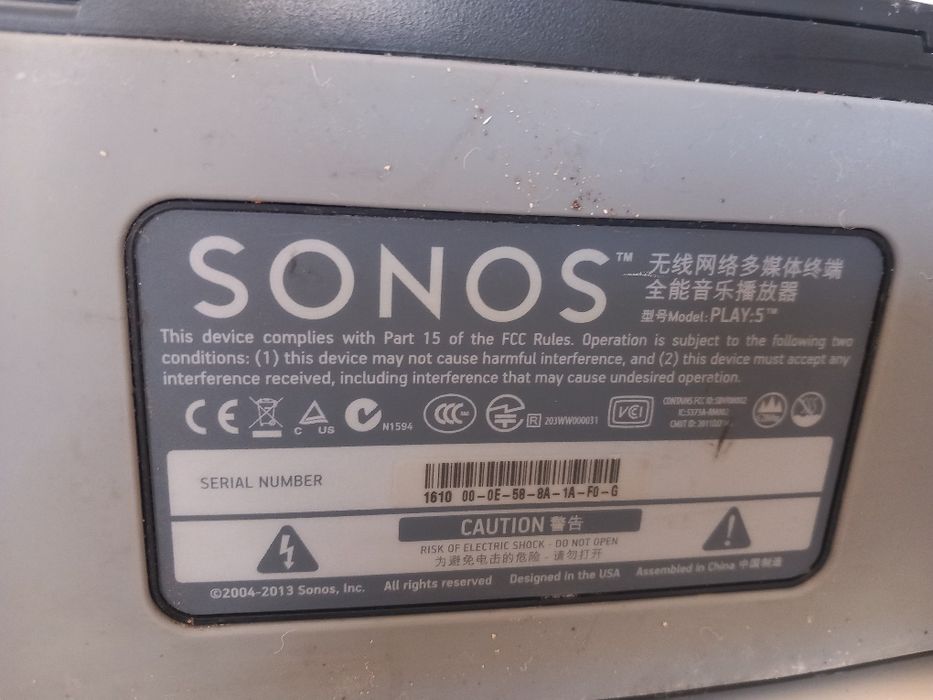 Sonos Play5, 1 geração, coluna Wi-Fi