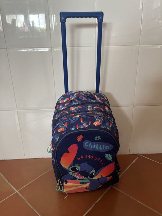 Trolley Mochila escolar e lancheira Stitch