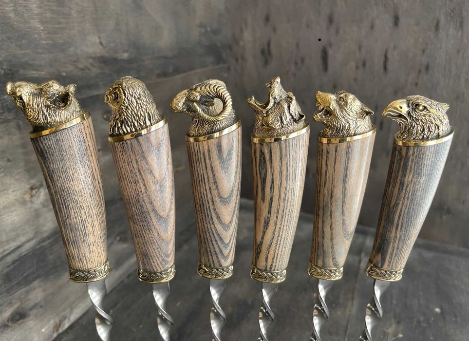 VIP шампура . Шампуры.  Ювелирное литьё, ручная работа. Ручки ясень