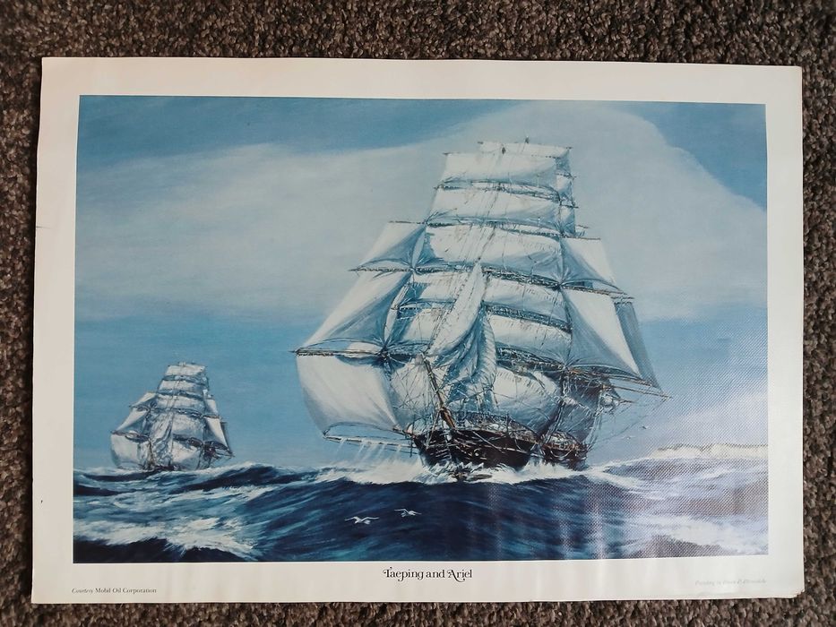 posters de barcos à vela - "courtesy Mobil Oil Corporation"