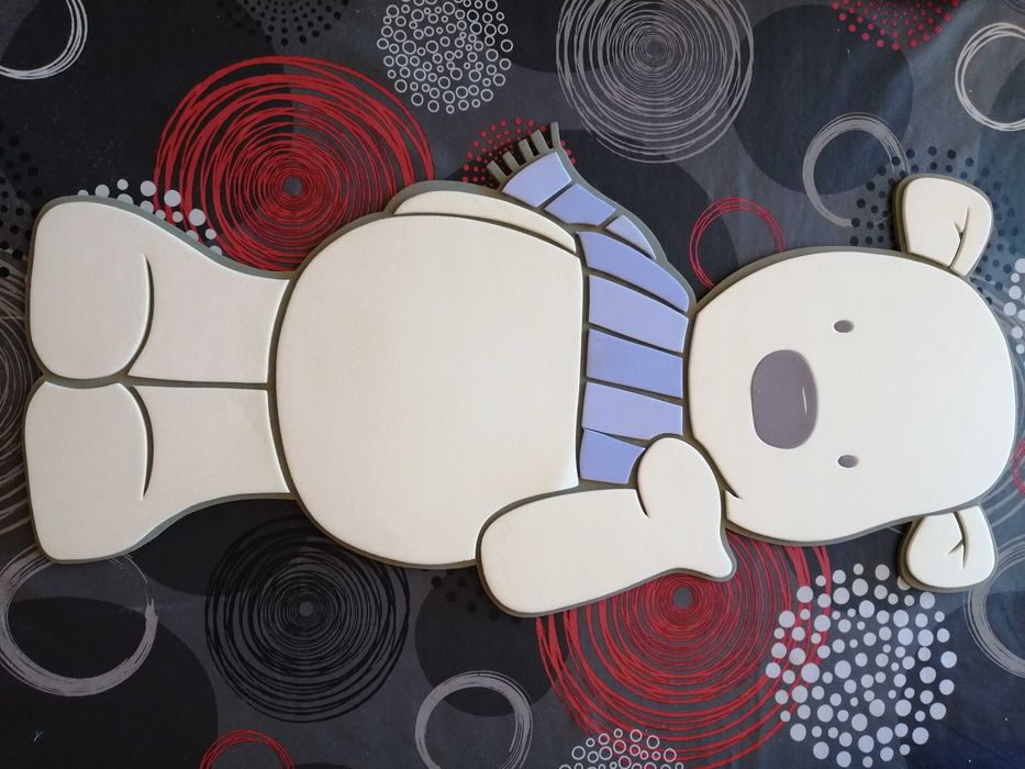 Decoração mural infantil com ursinhos bege e malva (44 peças)