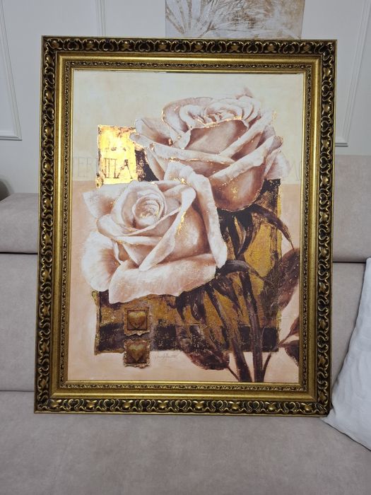 Obraz w pięknej, masywnej, drewnianej ramie