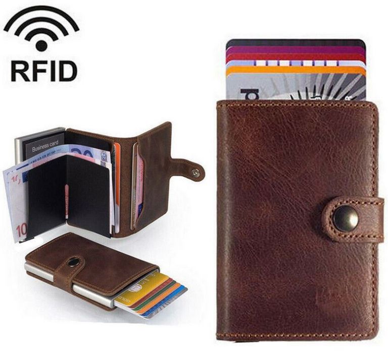 Carteira Porta Cartões tipo Secrid Novo Pele RFID Camel preto barato