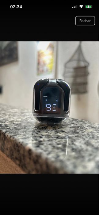 Fone Bluetooth Air TWS Crystal – Design Transparente e Som Premium