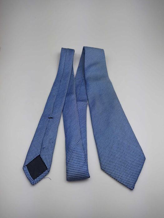 Massimo Dutti niebieski jedwabny krawat wąski mpi142